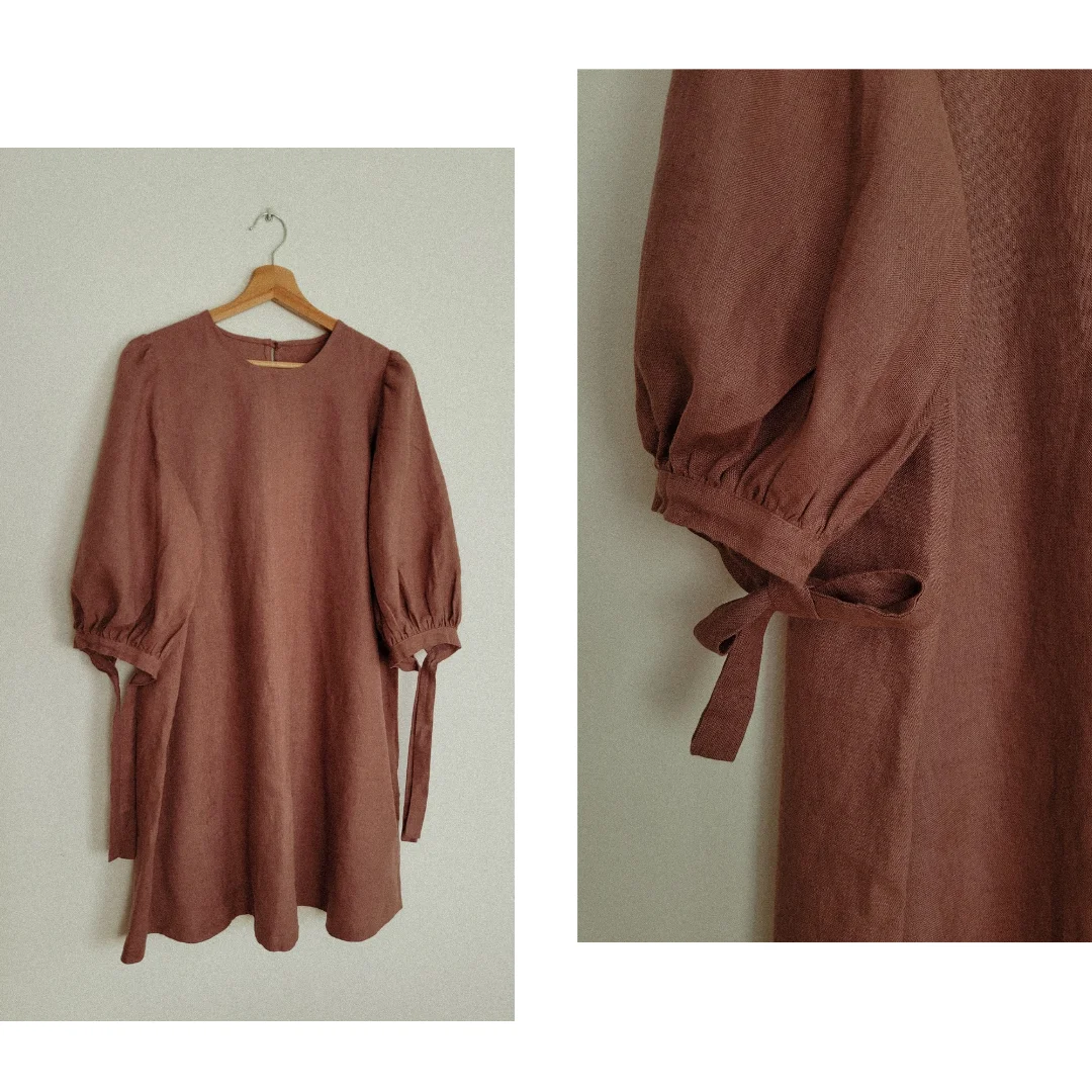 Mary Linen Dress - sukienka antyczny róż