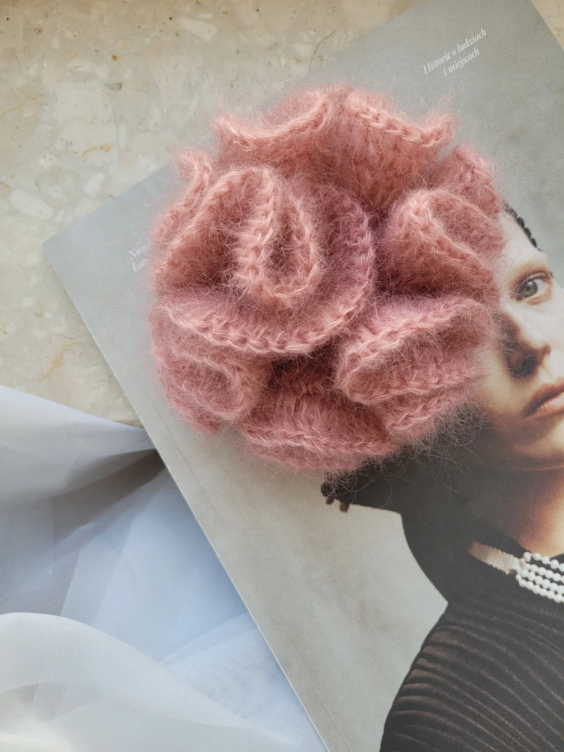 Scrunchie z moheru Róż