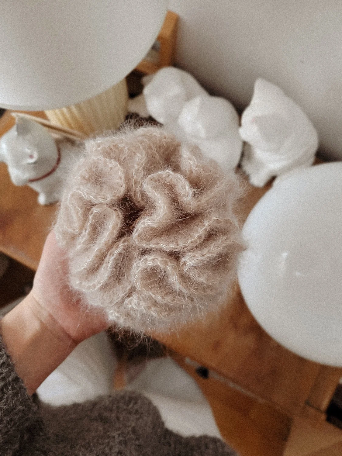 Scrunchie z moheru Beż 
